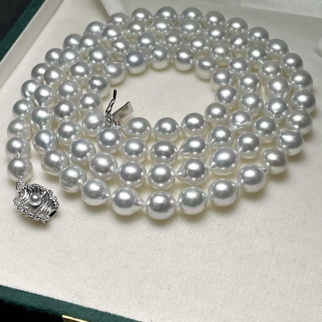 【オーロラ/テリ最強◎】タサキ アコヤ ブルーパール ネックレス 9mm 鑑別書