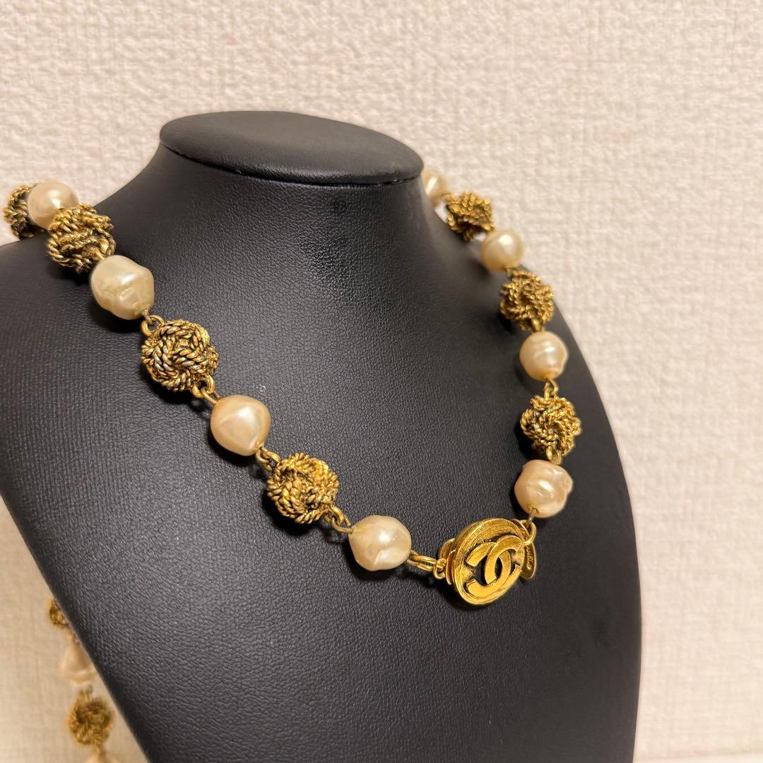 CHANEL シャネル ヴィンテージ フェイクパール　ゴールドトーン　ネックレス