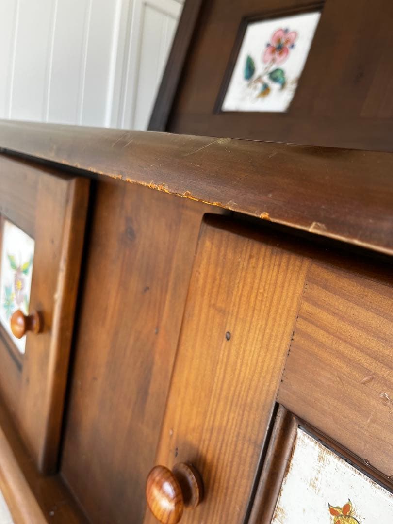 2人掛けベンチ　アクタス取扱　タイル　スペイン　木製　アンティーク　レトロ