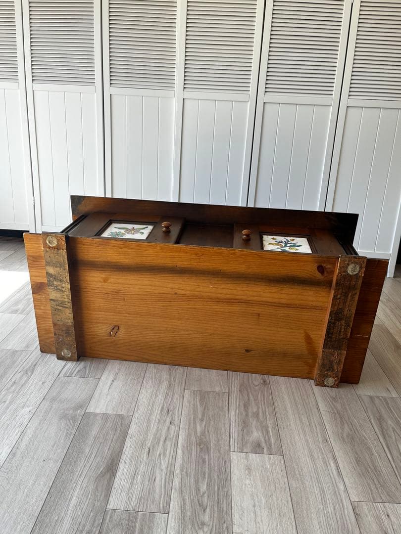 2人掛けベンチ　アクタス取扱　タイル　スペイン　木製　アンティーク　レトロ