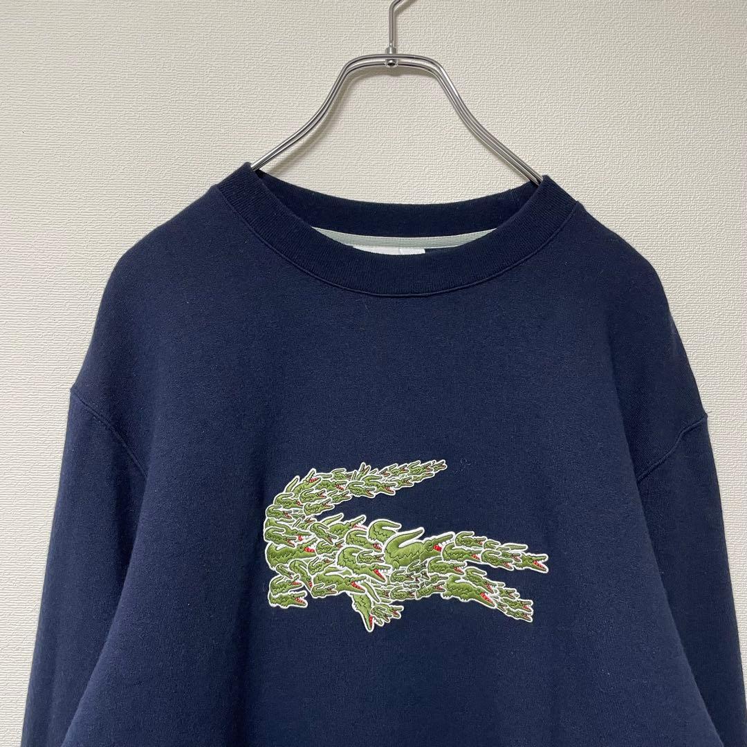 ラコステ マルチワニ ロゴワッペン トレーナー スウェット 裏起毛 ネイビー