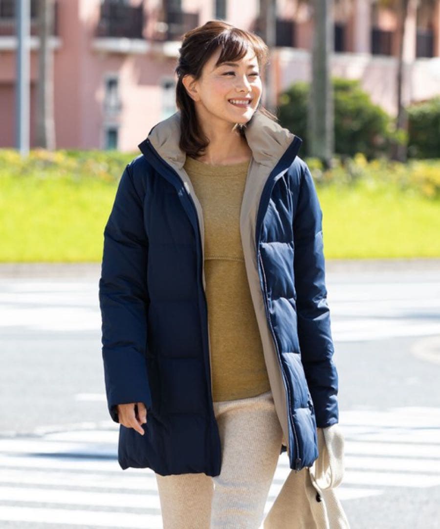 配色使い リバーシブル ダウンママコート ［マタニティ/産後］大きい サイズ