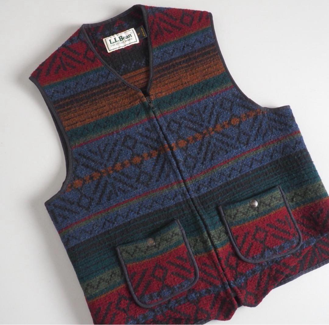 L.L.Bean USA製　90s ベストニット　ネイティブ柄　美品