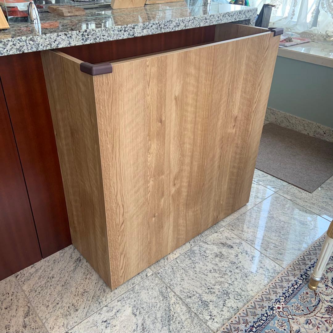 【未使用】定価35,700円隠せるシェルフ木目調完成品　キャスター付　ディノス