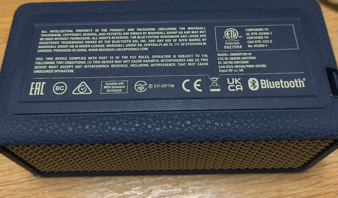 Marshall Emberton Ⅲ Bluetooth スピーカー長期保証付