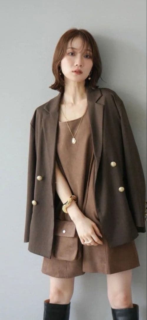 Lumierリュミエ　ブラウン テーラードジャケット ダブルボタン