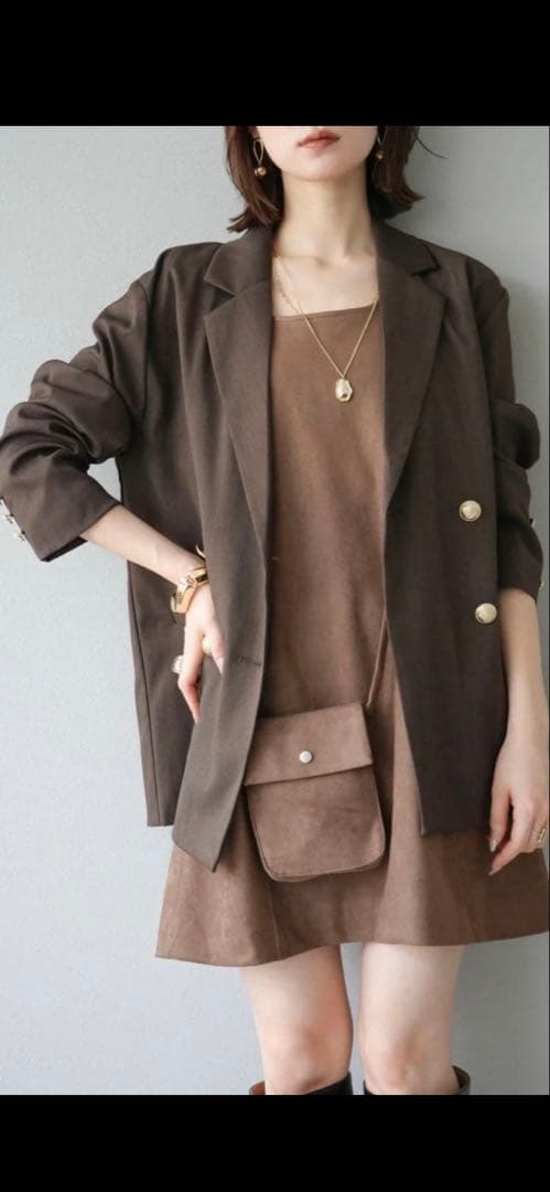 Lumierリュミエ　ブラウン テーラードジャケット ダブルボタン