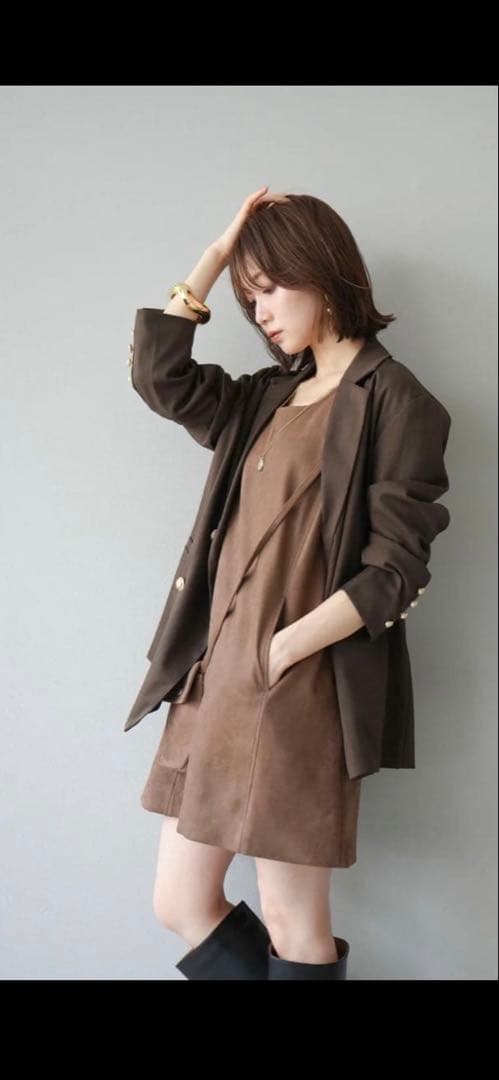 Lumierリュミエ　ブラウン テーラードジャケット ダブルボタン