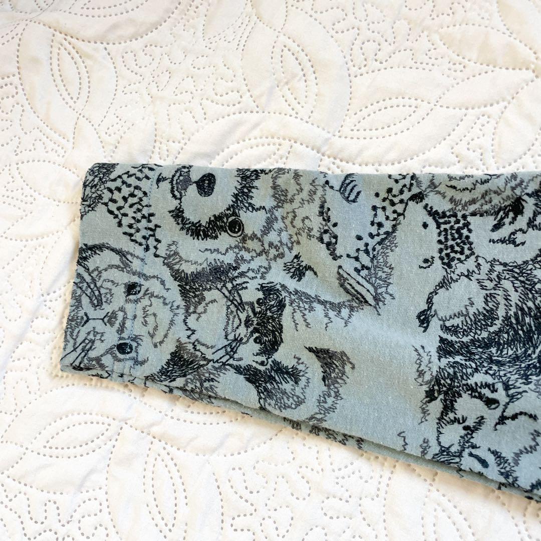 22AW マーブルシュッド　アニマル　総柄　ワンピース　グレー　刺繍　長袖　綿