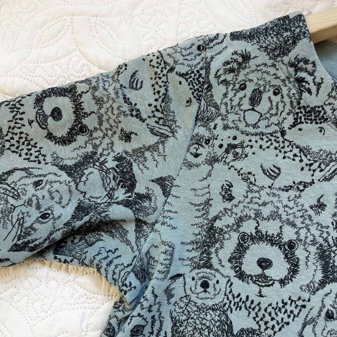 22AW マーブルシュッド　アニマル　総柄　ワンピース　グレー　刺繍　長袖　綿