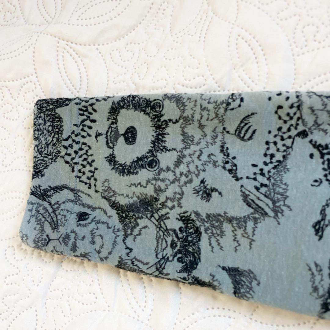 22AW マーブルシュッド　アニマル　総柄　ワンピース　グレー　刺繍　長袖　綿