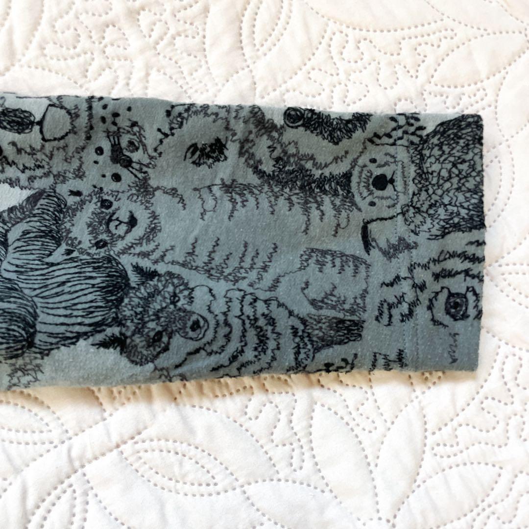 22AW マーブルシュッド　アニマル　総柄　ワンピース　グレー　刺繍　長袖　綿