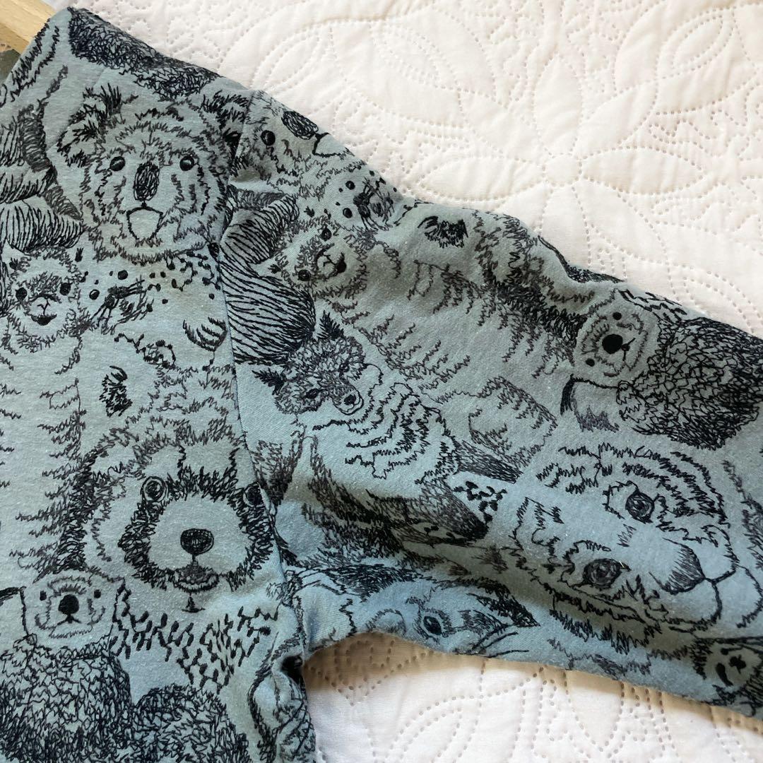 22AW マーブルシュッド　アニマル　総柄　ワンピース　グレー　刺繍　長袖　綿