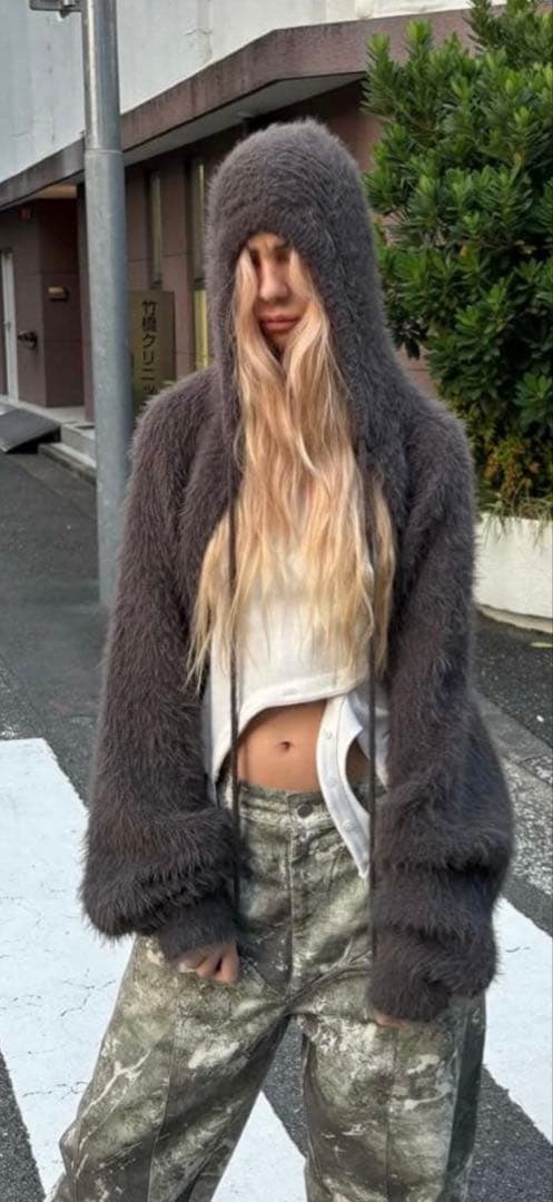 トップス viavanda 2way hoodbd muffler knit