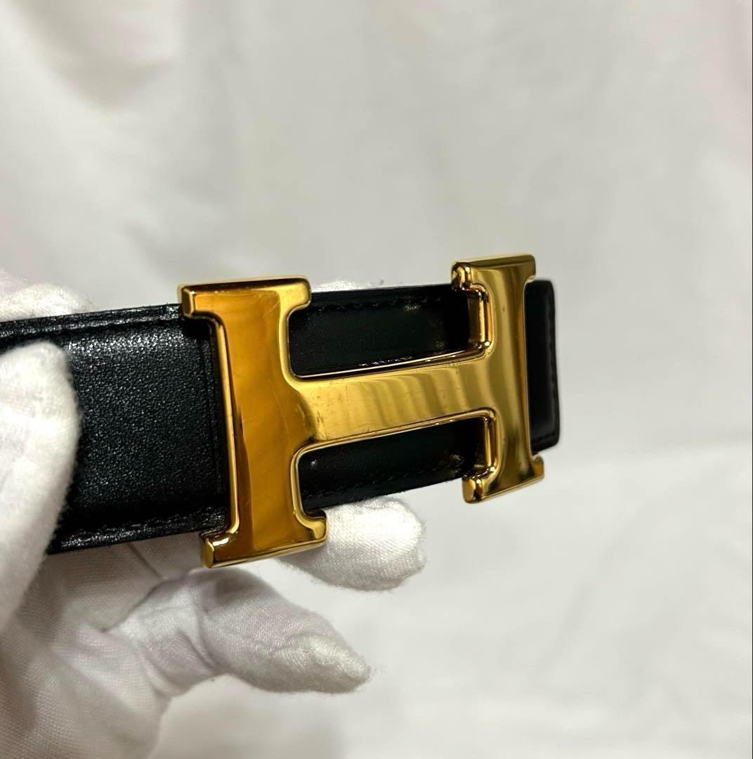 新品同様❗️ HERMES エルメス　Hベルト ゴールド金具　65cm　ブラック