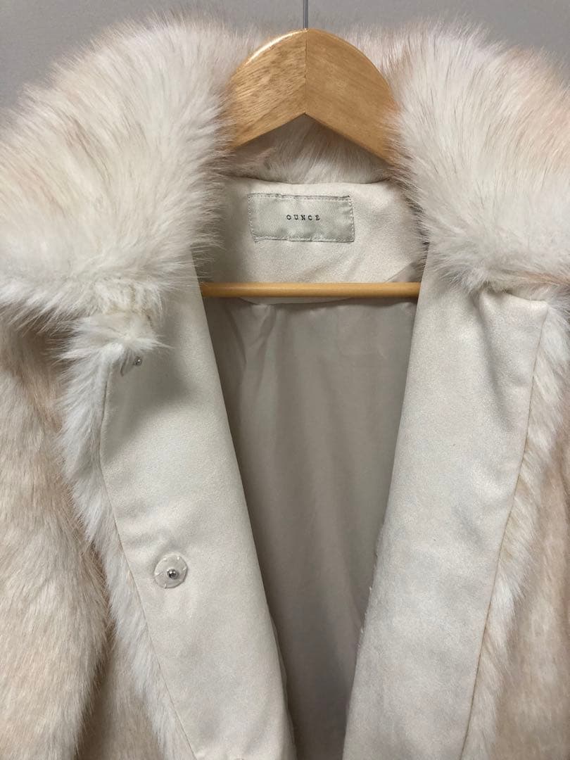ounceアイボリー ファーコート ショート丈