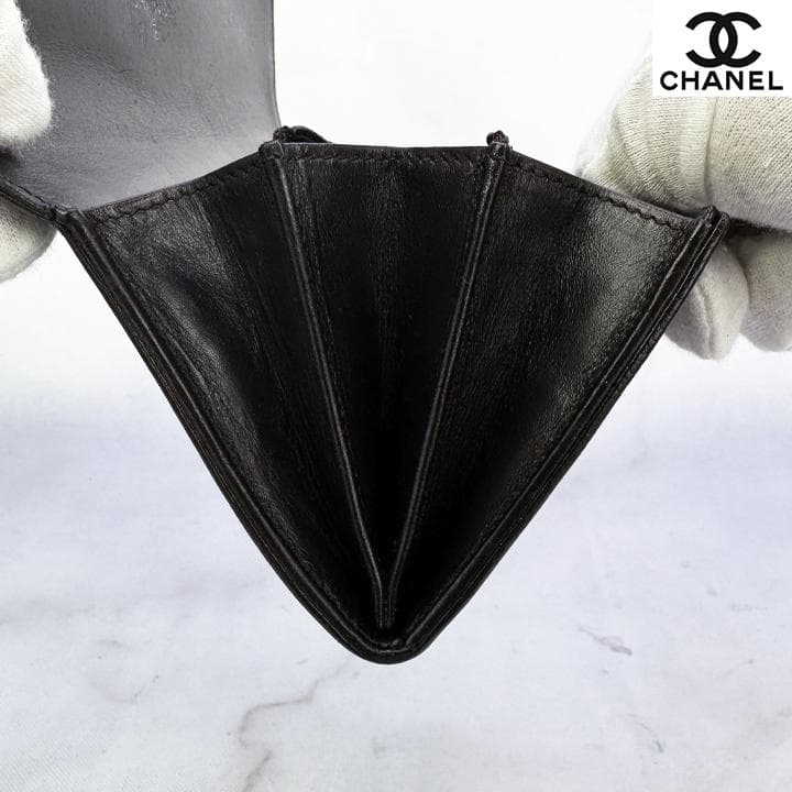 569　超美品　CHANEL　シャネル　デカココ　キャビアスキン　フラップ長財布