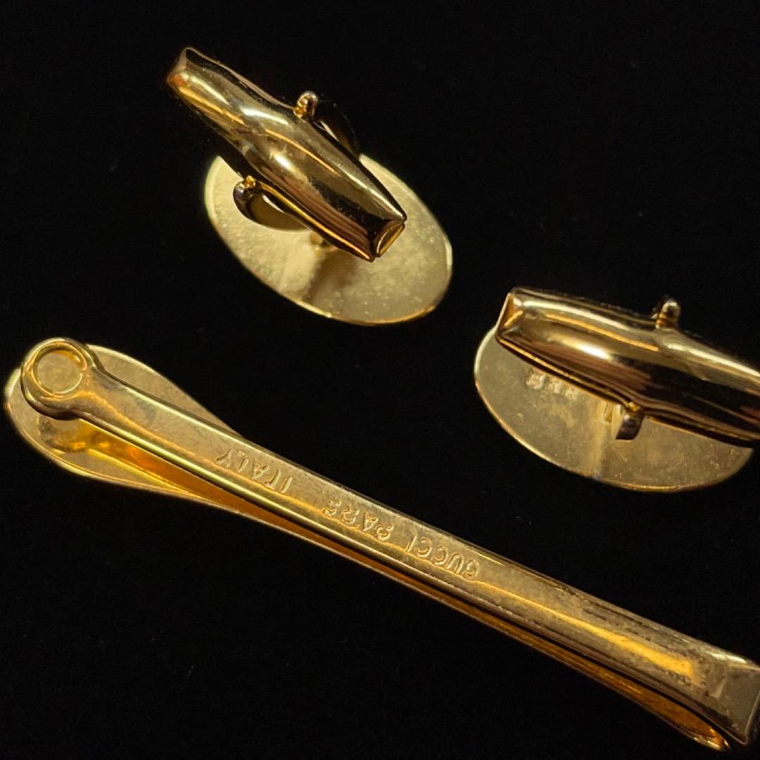 2916 グッチ ヴィンテージ ネクタイピン カフス GG ゴールド