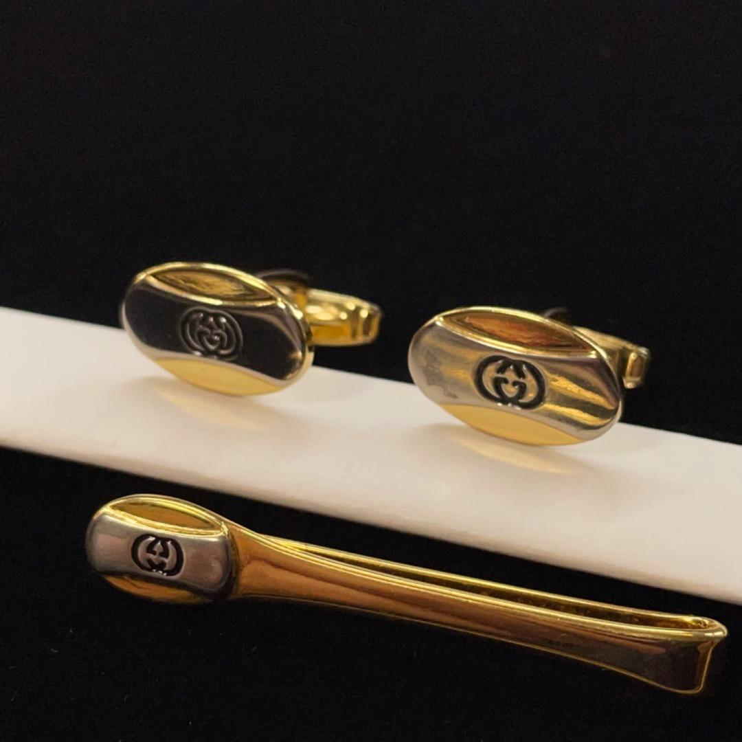 2916 グッチ ヴィンテージ ネクタイピン カフス GG ゴールド