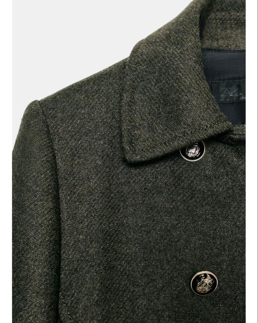 ZARA ウールダブルブレストコート 新品 XS カーキ