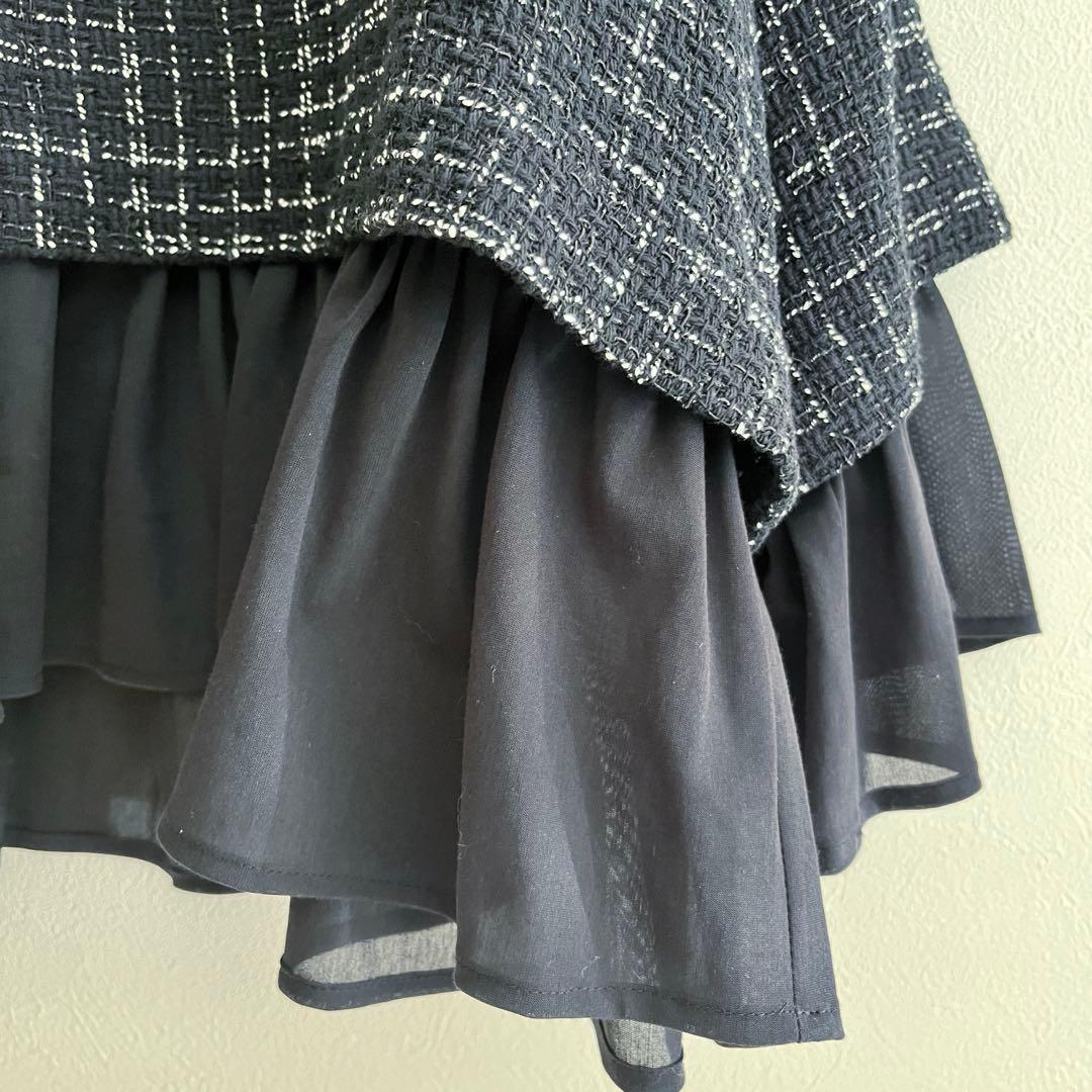 定価2.53万 ビアズリー ツイードコンビプルオーバー ネイビー 卒入園 卒入学