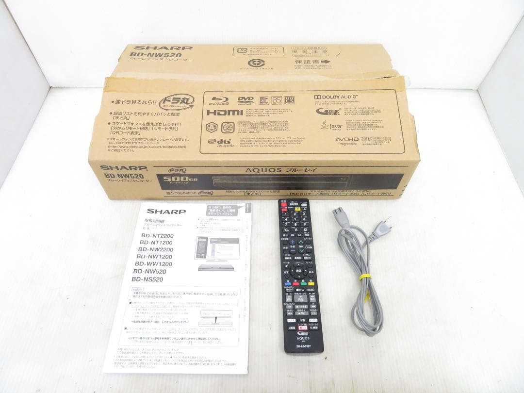 シャープ 2018年製 HDD/BDレコーダー 500GB 2番組同時録画