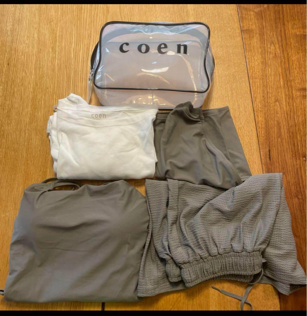 《新品タグ付き！》coen ポーチ付き フレアキャミソールスイムウェア4点セット
