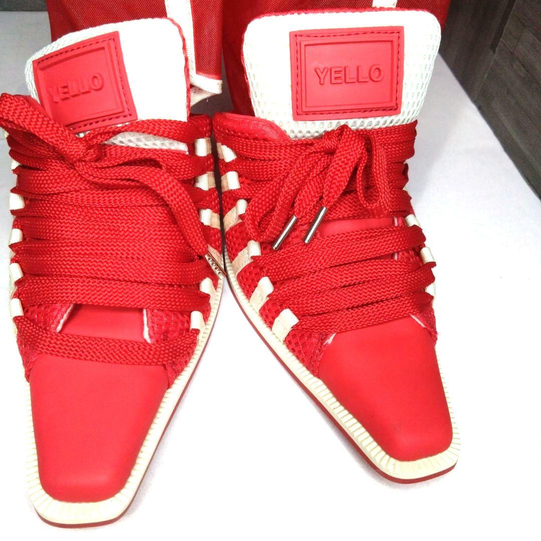 フクページ　極美品　YELLO スニーカーミュール　レース　Lサイズ