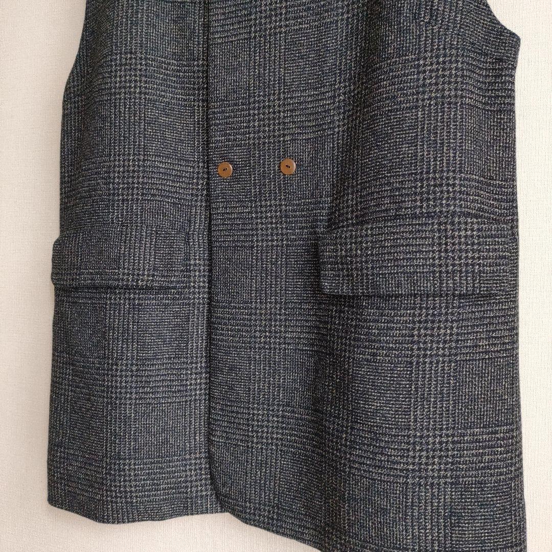 極美品 パラスパレス 撚り杢インディゴコットンツィードベスト FV25332C