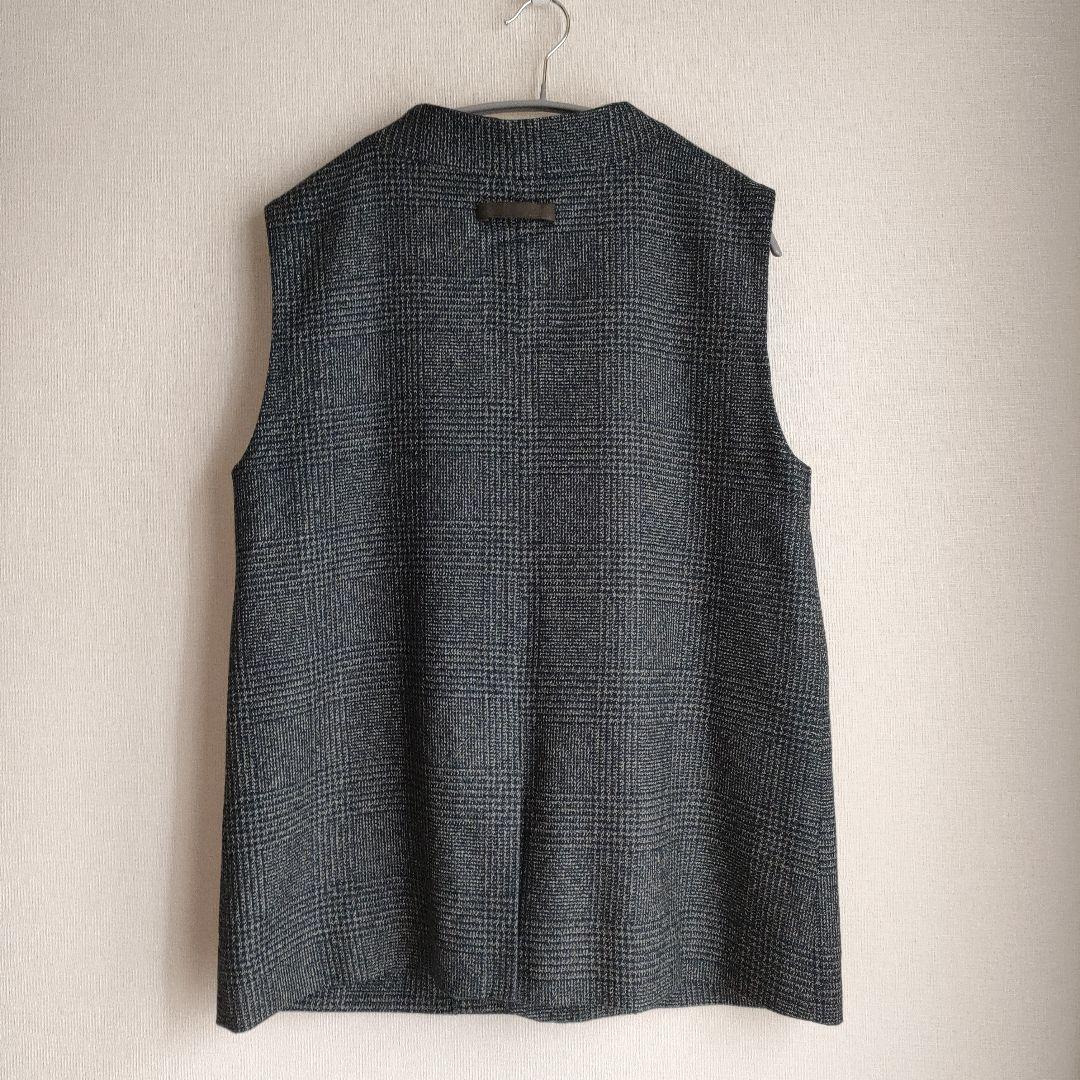 極美品 パラスパレス 撚り杢インディゴコットンツィードベスト FV25332C