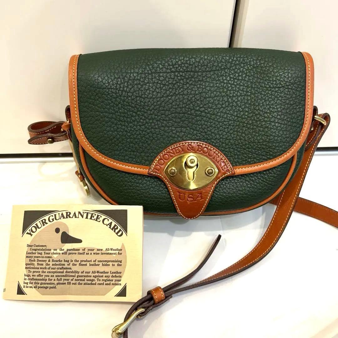 DOONEY&BOURKE USA製 レザーショルダーバッグ グリーン 美品