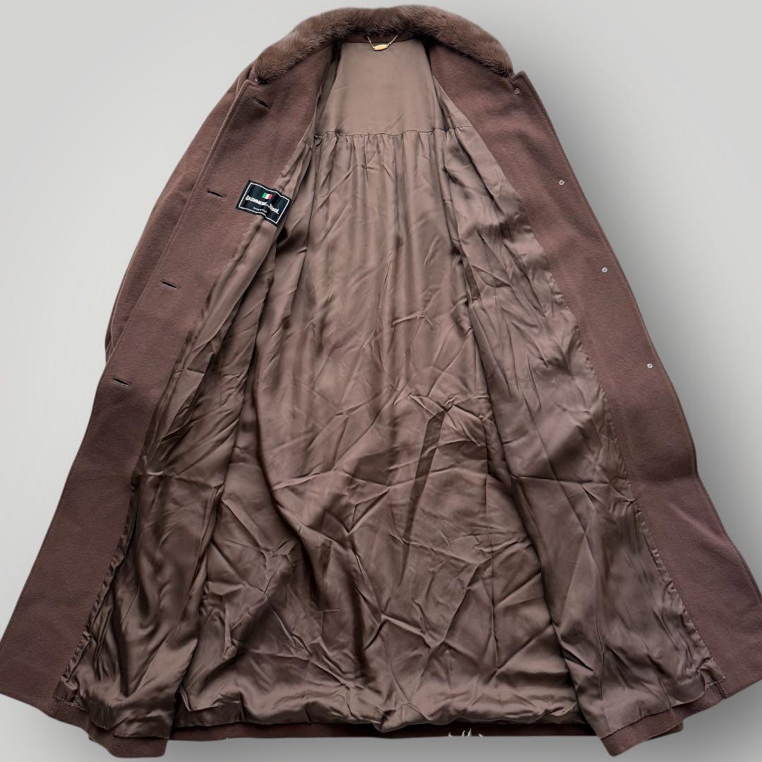 未使用品☆タグ付 カシミヤ ミンク MINK ロングコート 本毛皮 ブラウン