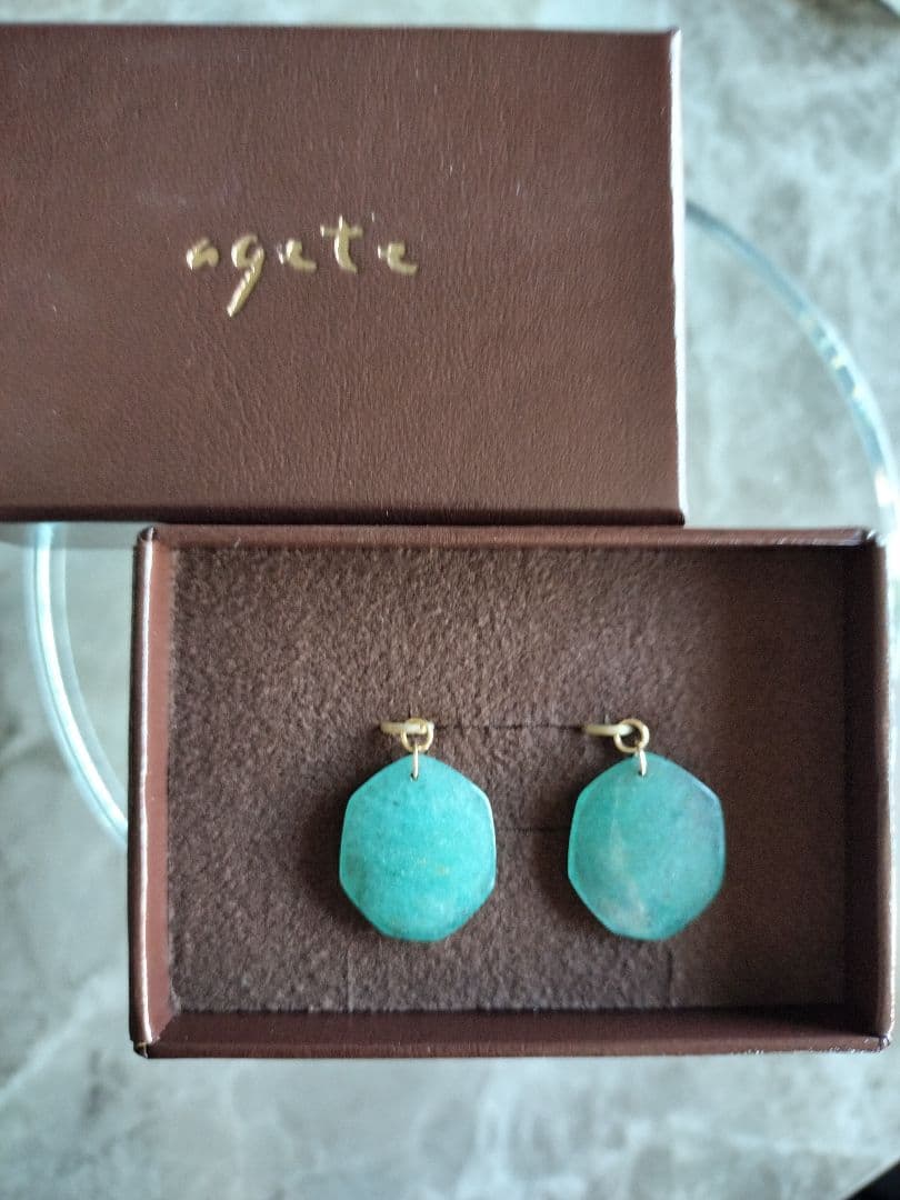 agete アガット ピアスチャーム アベンチュリンクォーツ K10