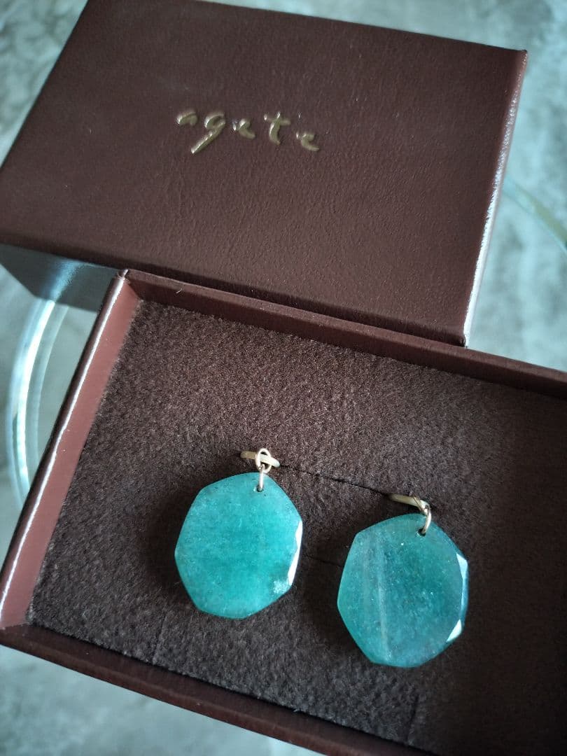 agete アガット ピアスチャーム アベンチュリンクォーツ K10