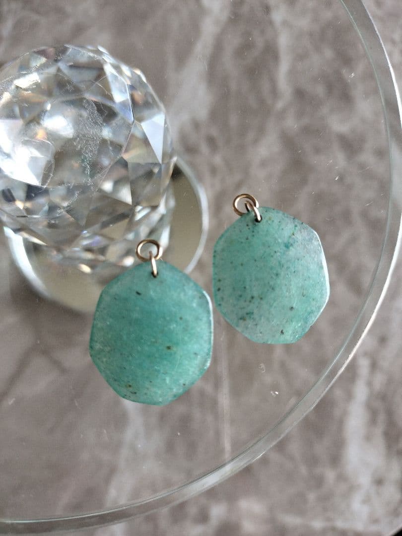 agete アガット ピアスチャーム アベンチュリンクォーツ K10