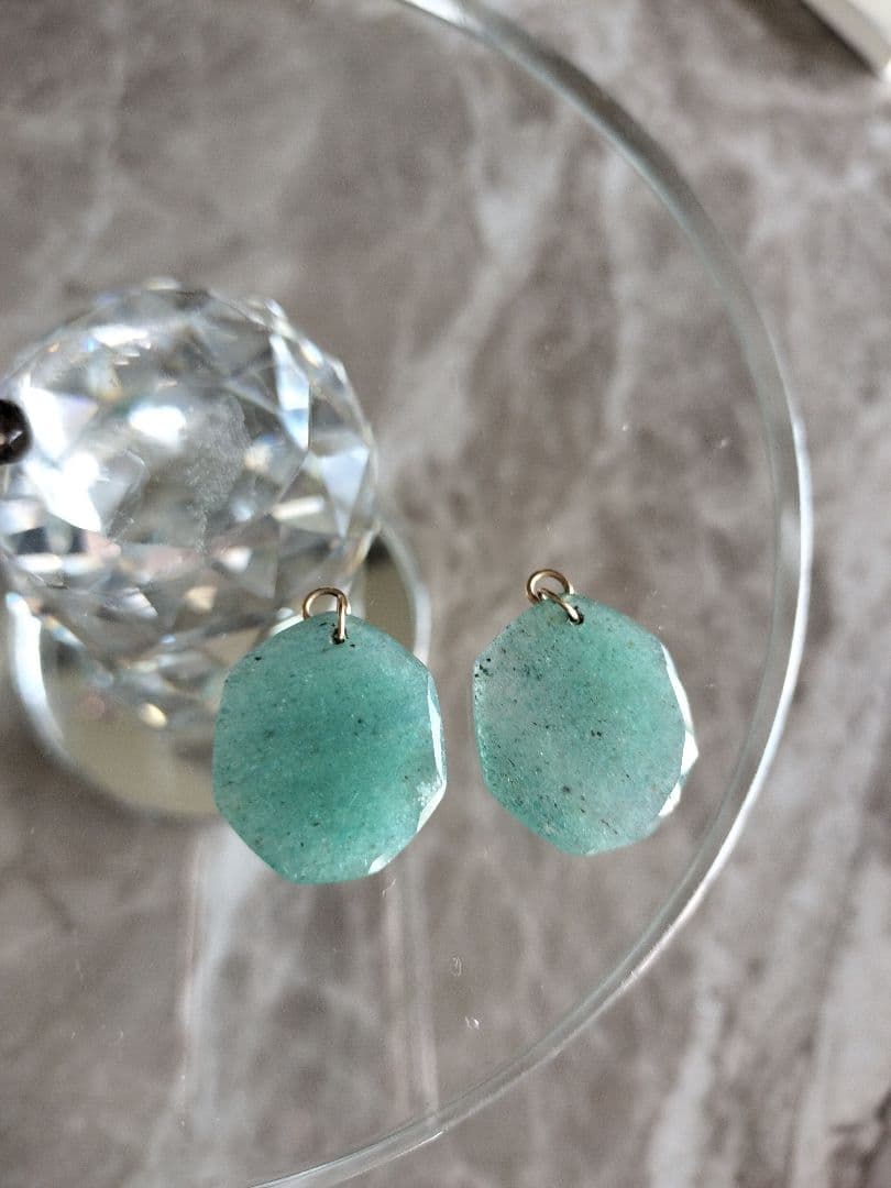 agete アガット ピアスチャーム アベンチュリンクォーツ K10