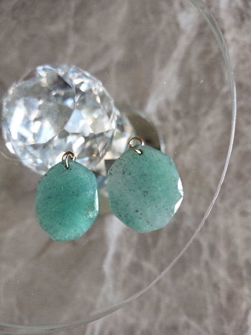 agete アガット ピアスチャーム アベンチュリンクォーツ K10