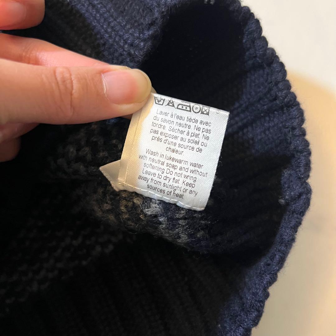 美品 CELINE カシミヤ100% ニット ベスト ジレ 総柄 M ネイビー系