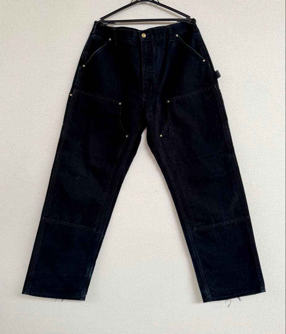 超スペシャル 38X32 W38 カーハート ダブルニー パンツ ブラック