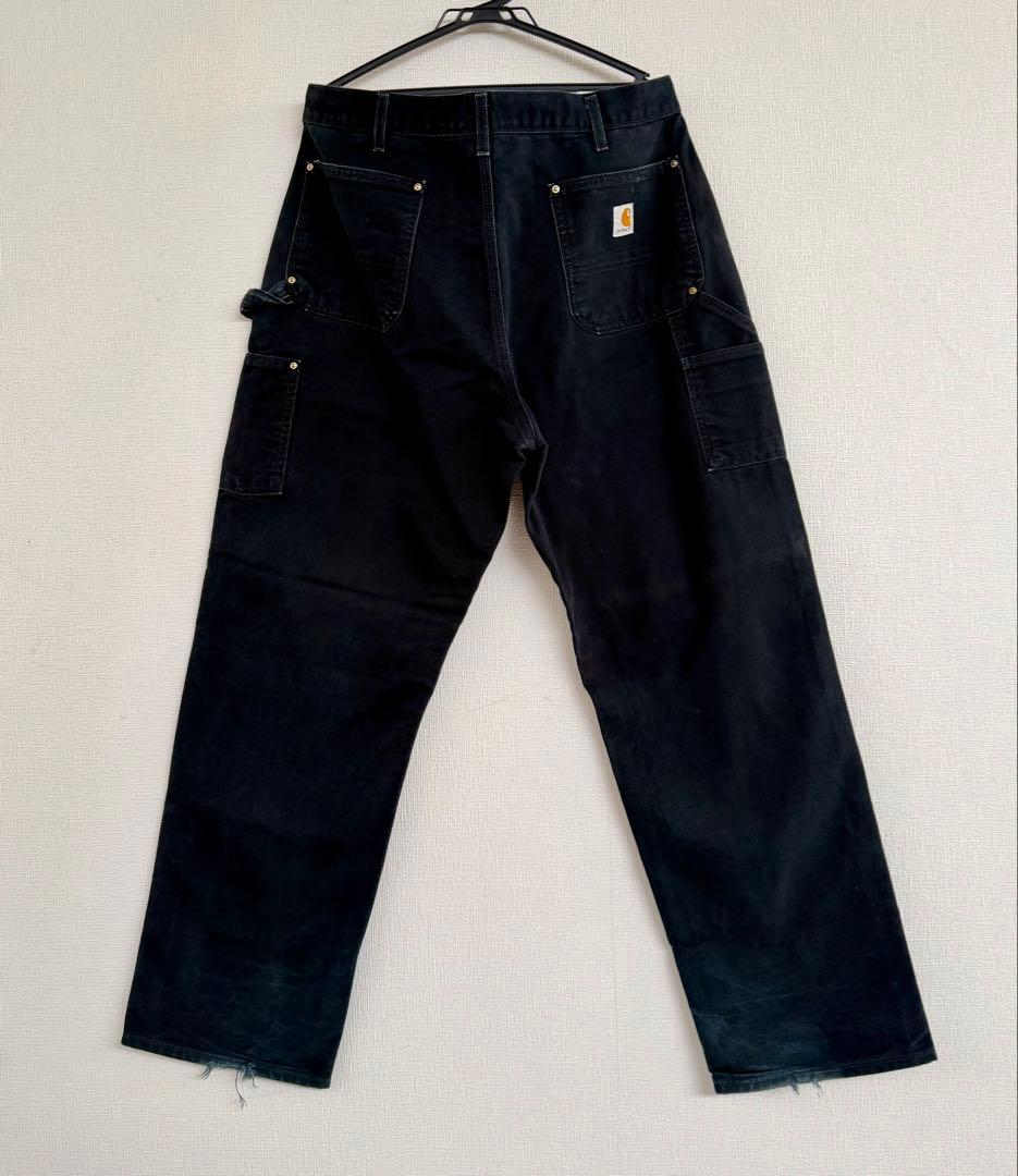 超スペシャル 38X32 W38 カーハート ダブルニー パンツ ブラック
