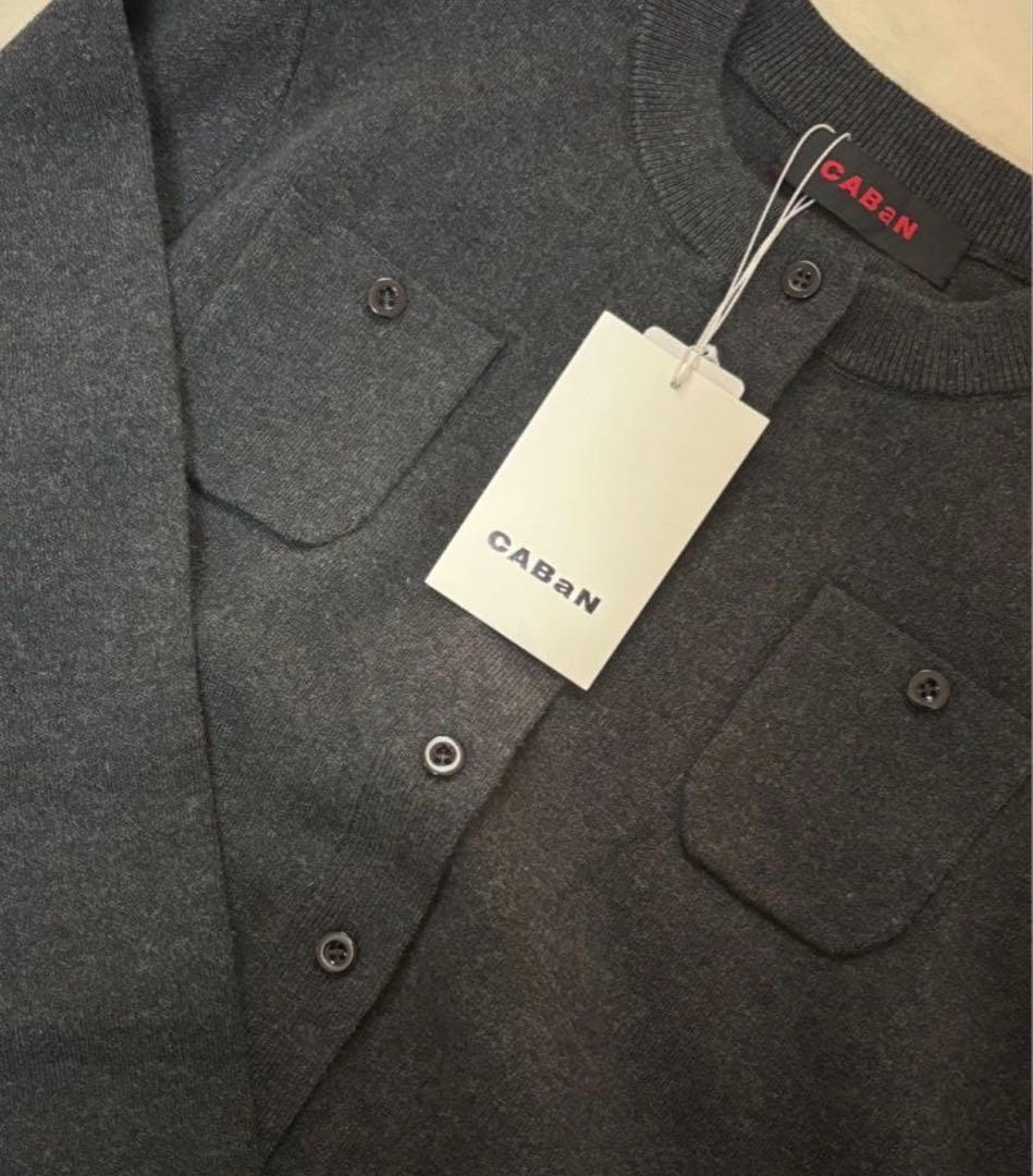 CABaN コットンカシミヤ　クルーネックカーディガン　チャコールグレー