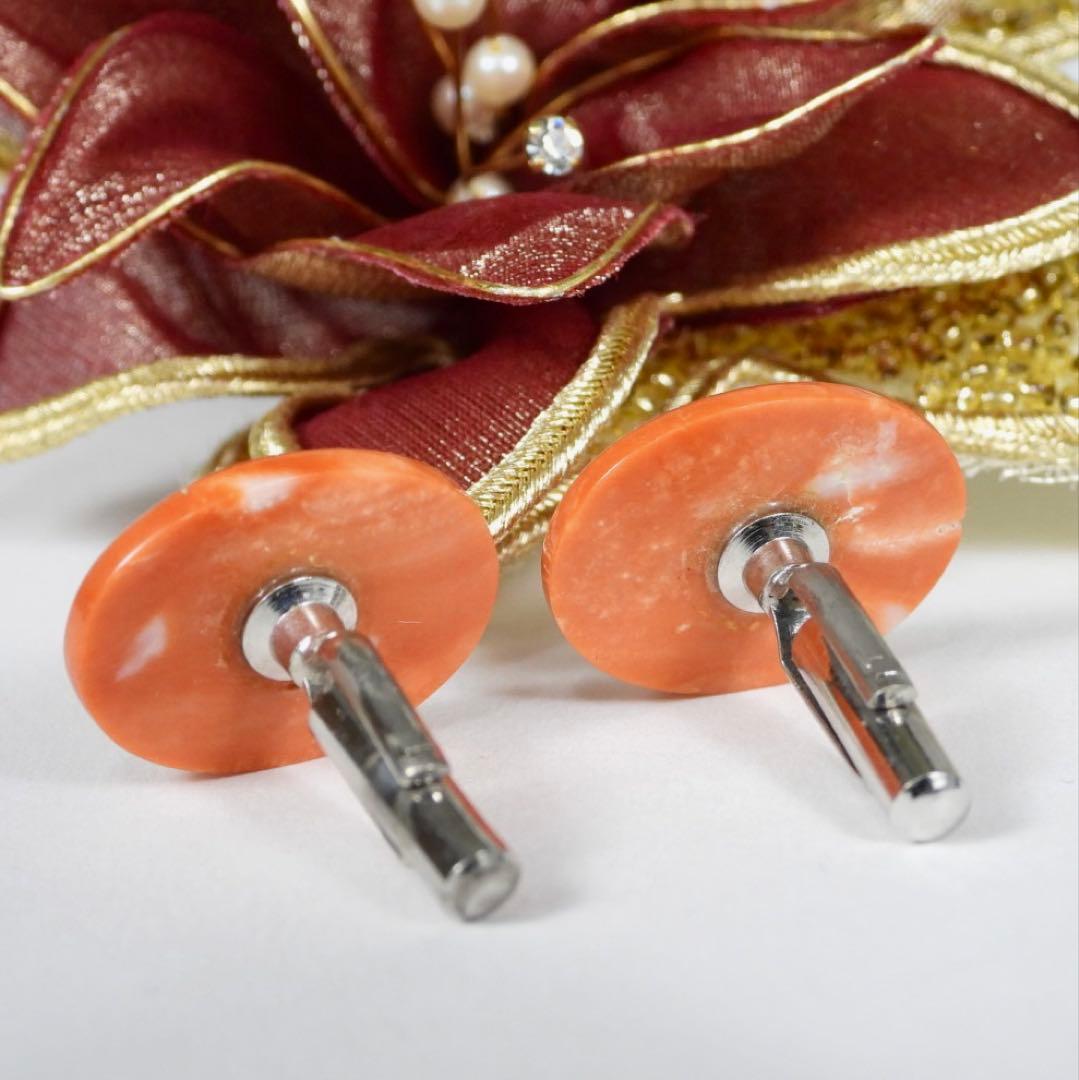 珊瑚　天然珊瑚　赤珊瑚　メンズ　カフス