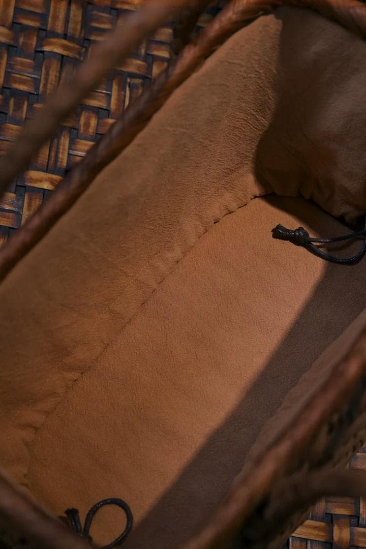 山葡萄 かごバッグ 網代編み 籠 手提げ 内布付き 収納袋 茶箱