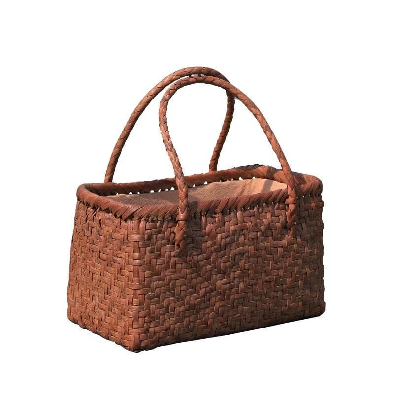 山葡萄 かごバッグ 網代編み 籠 手提げ 内布付き 収納袋 茶箱