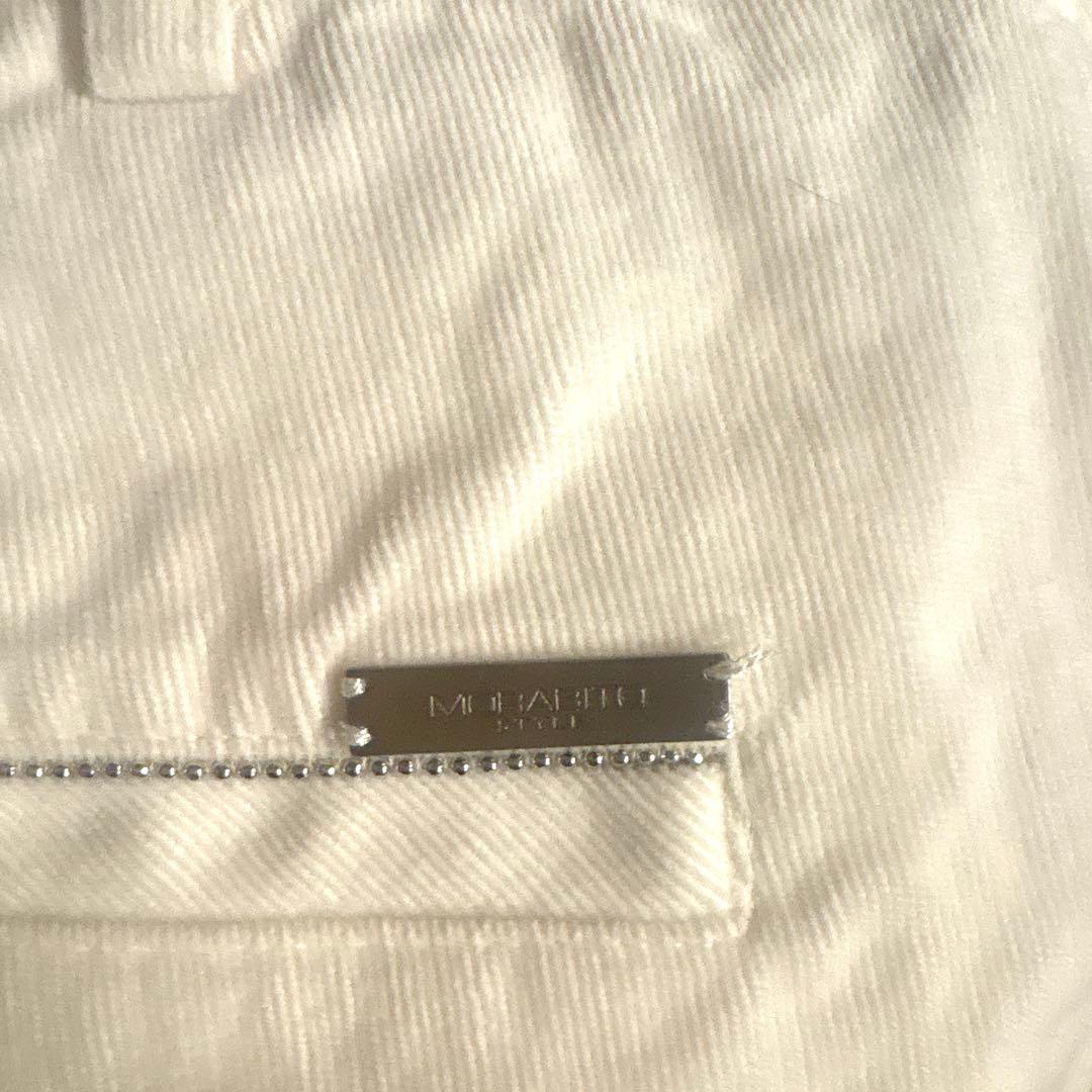 モラビト スティル 細畝コーデュロイパンツ 38 ホワイト