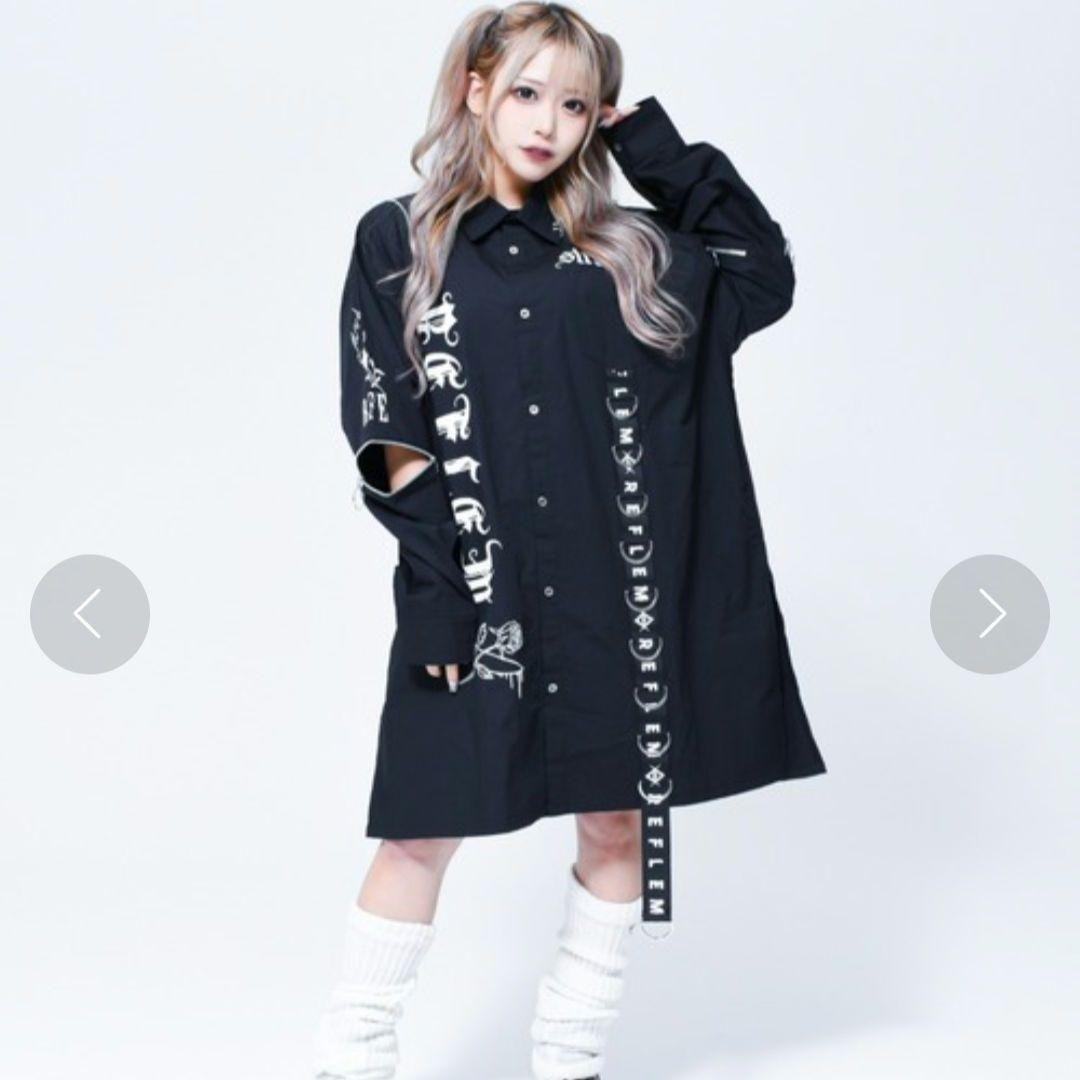 美品♥ レフレム 【F】Dリングデザインロングシャツ ブラック レディース