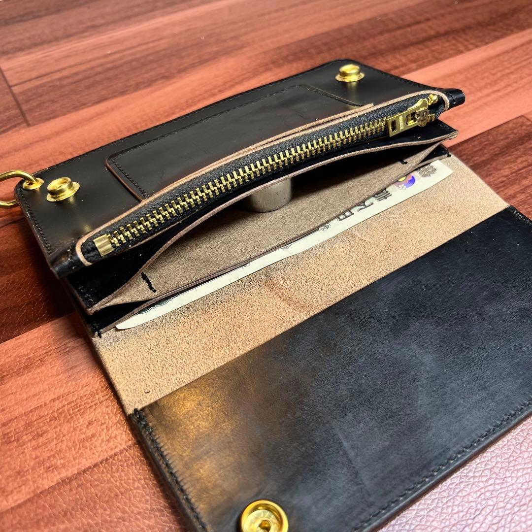 【トラッカーウォレット ロング3層】クロムエクセル ゴールド　universal