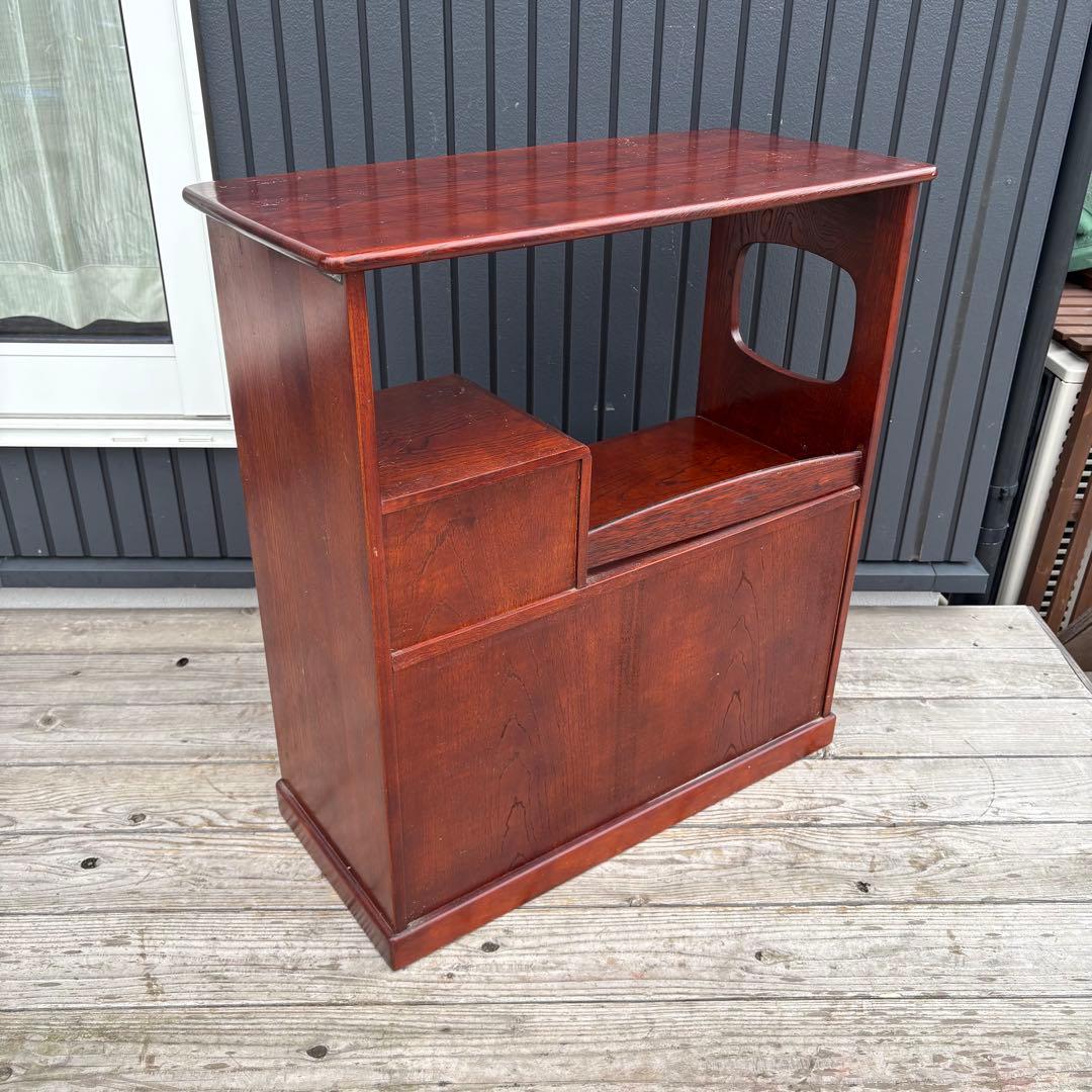 昭和レトロ カリモク 木製 階段型茶棚 サイドボード 飾り棚 コールキャビネット