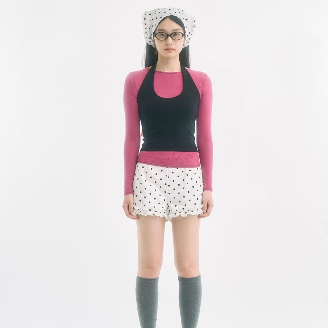 【FEKETE】polka dot frill shorts