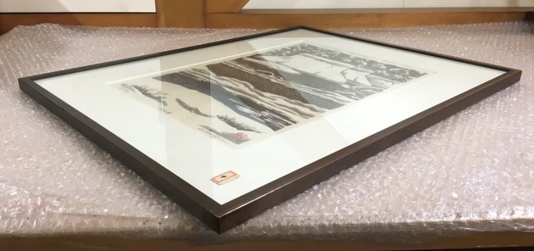 ○ 西嶋勝之「朽木の雪」木版画 167/500 直筆サイン 真作